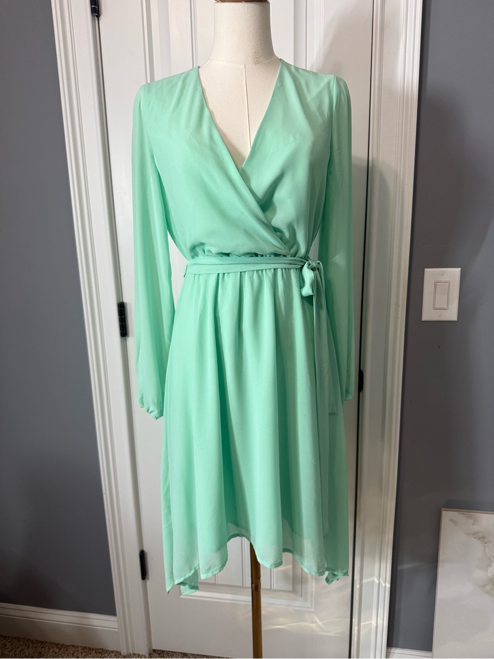 NWT Reserved Mint Wrap-Style Long Sleeve Dress - XS